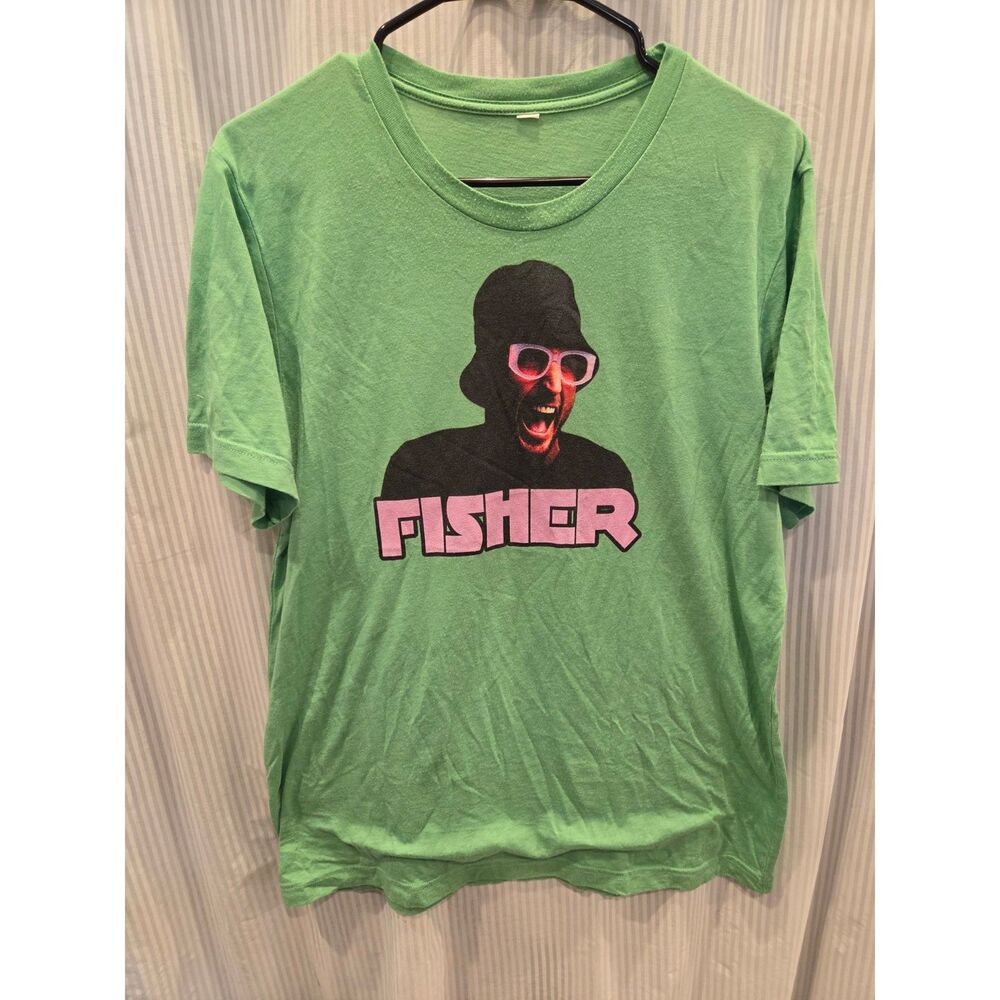 Fisher DJ Graphic Tee Green EDM Festival Rave Shirt Size Large